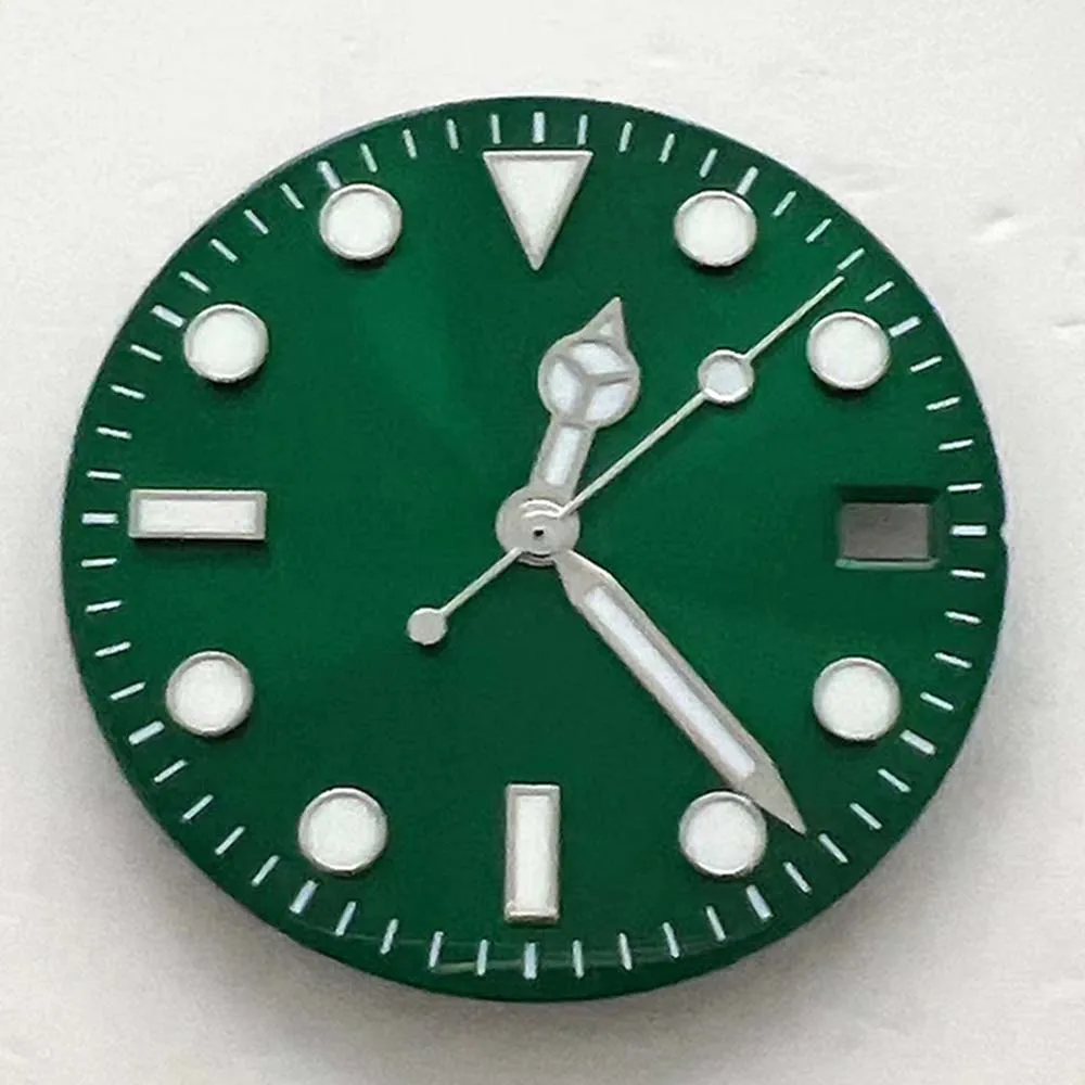 29mm Watch Dial + Watch Hands for NH35 Movement Blue Luminous Dials Green Luminous Pointers Spare Part