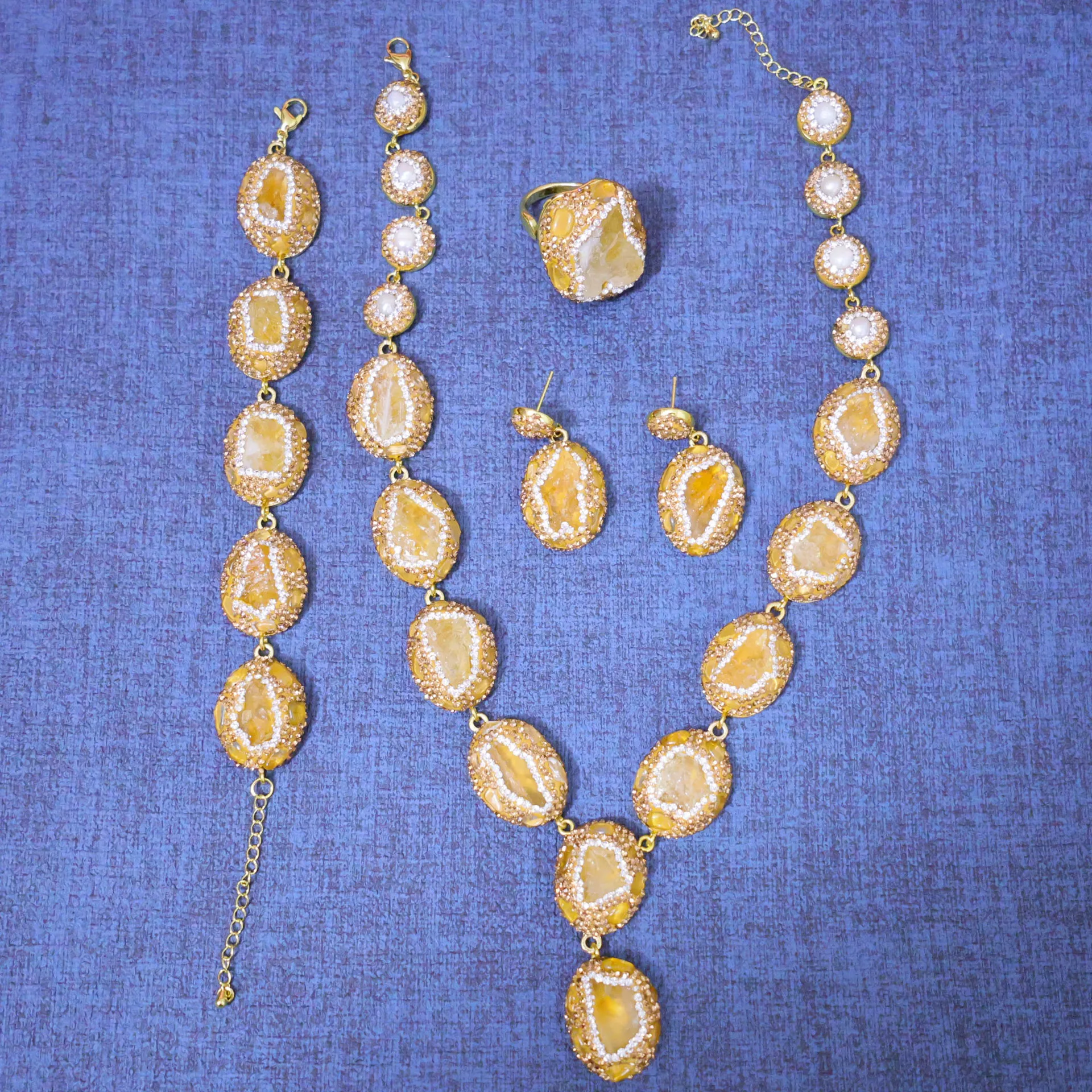New natural amethyst baroque pearl set, natural stone European and American popular jewelry high-end accessories