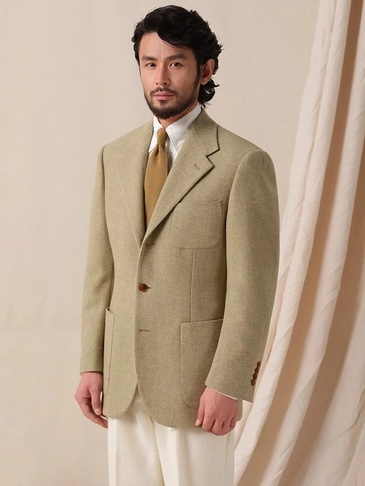 

Мужской утолщенный шерстяной пиджак CULTUM в стиле ретро 1930-х годов, грубое плетение, 450 г, плотный, стандартный крой, для делового повседневного стиля