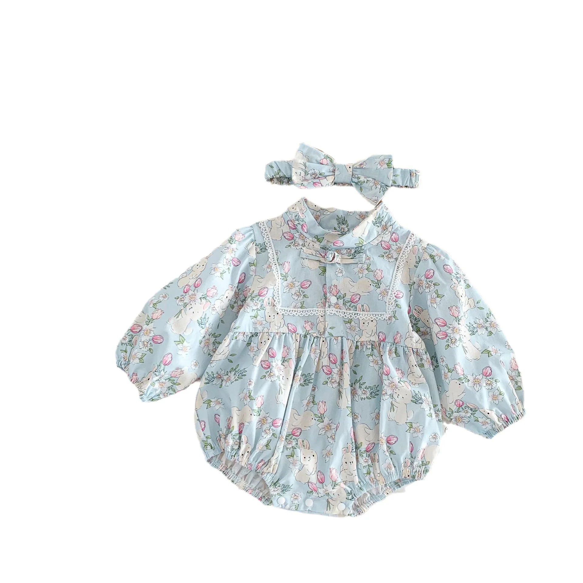 Baby Clothes Floral Romper 0-2 Year Old Girl Cute Chinese Style Fashionable Long Sleeve Casual Simple Girls Princess Romper