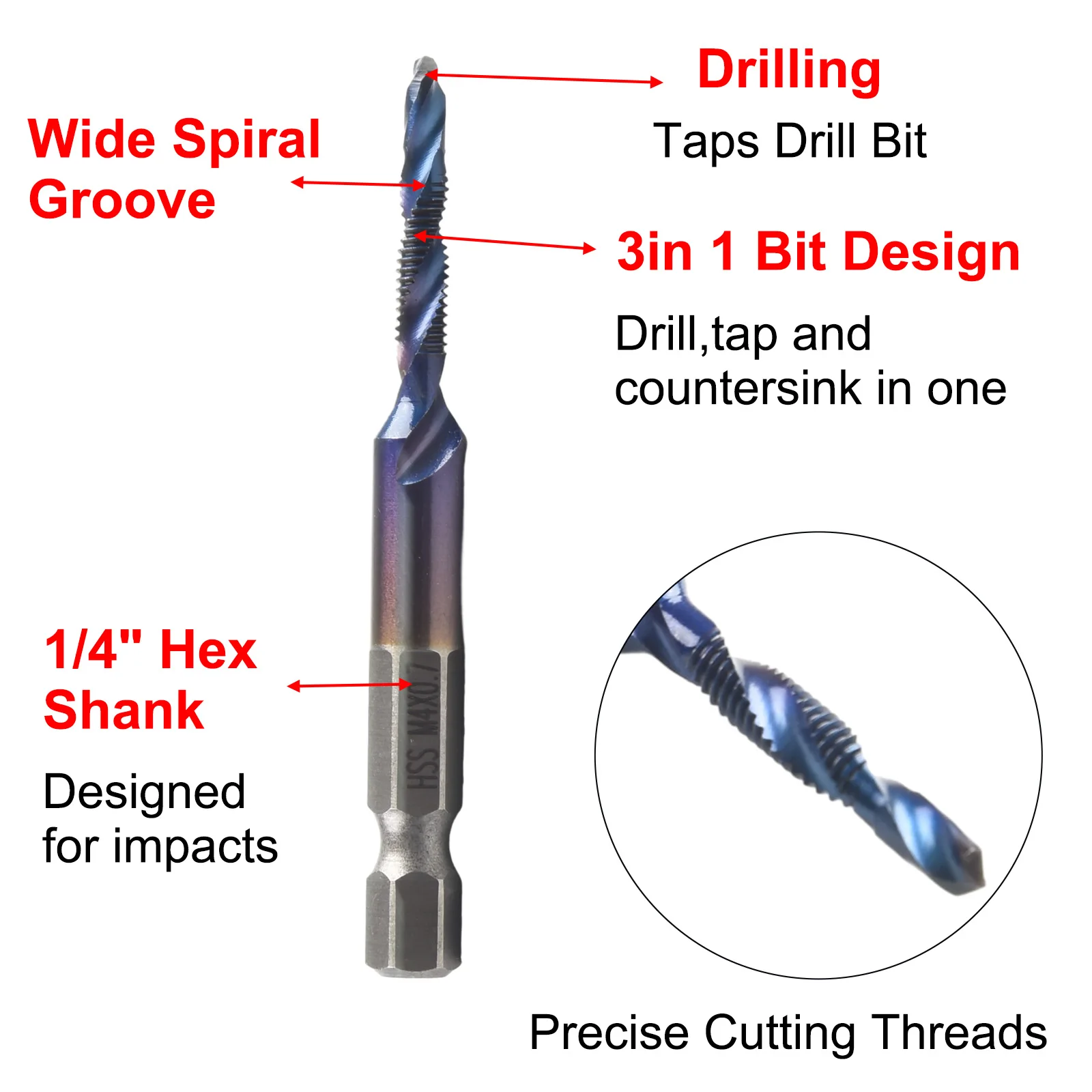 Composite Drill Bit Hex Shank Drill 12pcs Blue Hexagonal Handle High-Speed Steel Iron Drilling Tool Accessories