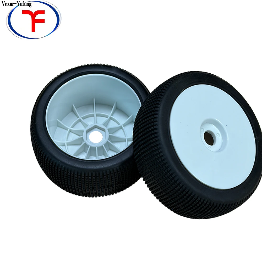 Yufung Pre-glued Off-road Racing Rubber Tires 1/8 RC Tires 17mm Hex Green Compound