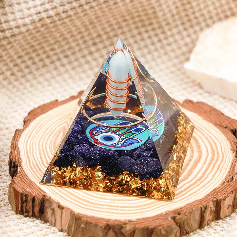 1 Stück Orgon-Pyramide, natürliche Lapislazuli-Kugel, Energie-Orgon-Pyramide als Stein-Dekoration, Tai-Chi-Diagramm, Nachttisch-Dekoration
