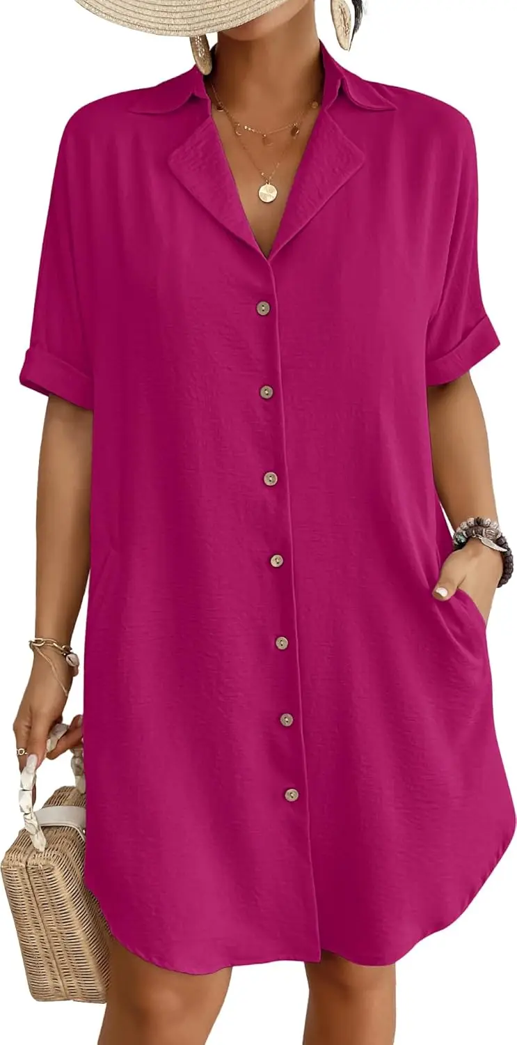 

ZENFLEX Womens Bathing Suit Cover Ups Bikini Swimsuit Coverup for Women 2025 Button Down Beach Dress Shirt