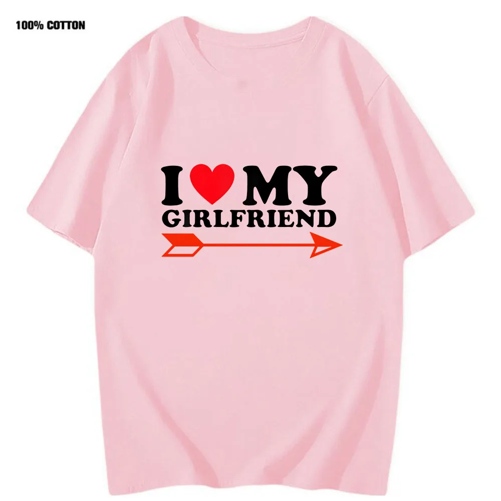 I Love My Girlfriend Tshirt Funny Valentine Red Heart Love Essential T-Shirts for Men Clothing Women Graphic T Shirts 100%Cotton