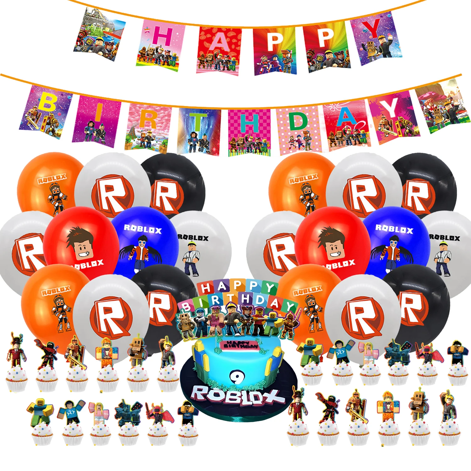 

New Roblox Birthday Party cake topper cupcake topper Sets Baby Shower for Kids Birthday Party Decorations Supplies Gifts