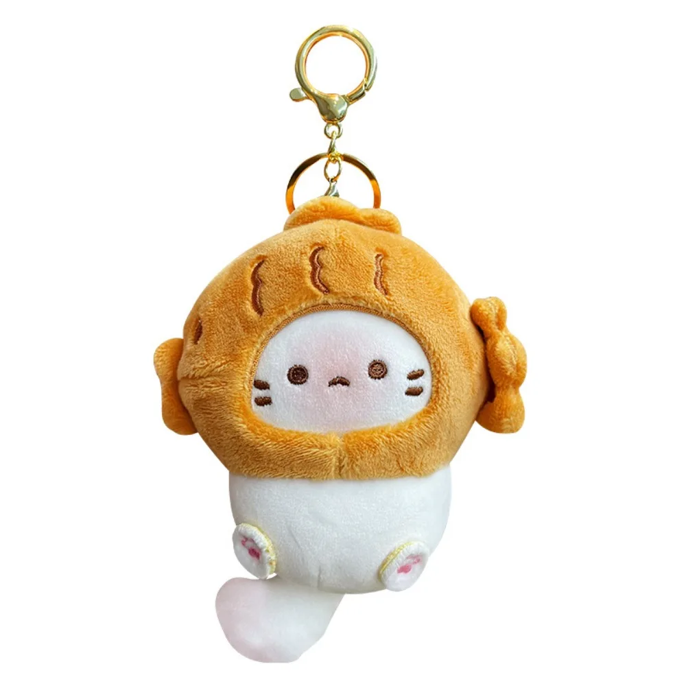 Soft Plush Snapper Head Keychain Cocoa Cat Japanese Style Snapper Keychain Schoolbag Pendant