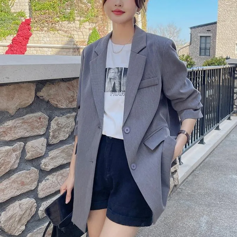 HKSH الخريف جديد المرأة المد السترة بدوره إلى أسفل طوق طويلة الأكمام واحدة الصدر الظهر زرر جيب معطف الموضة الأنيقة HK10695