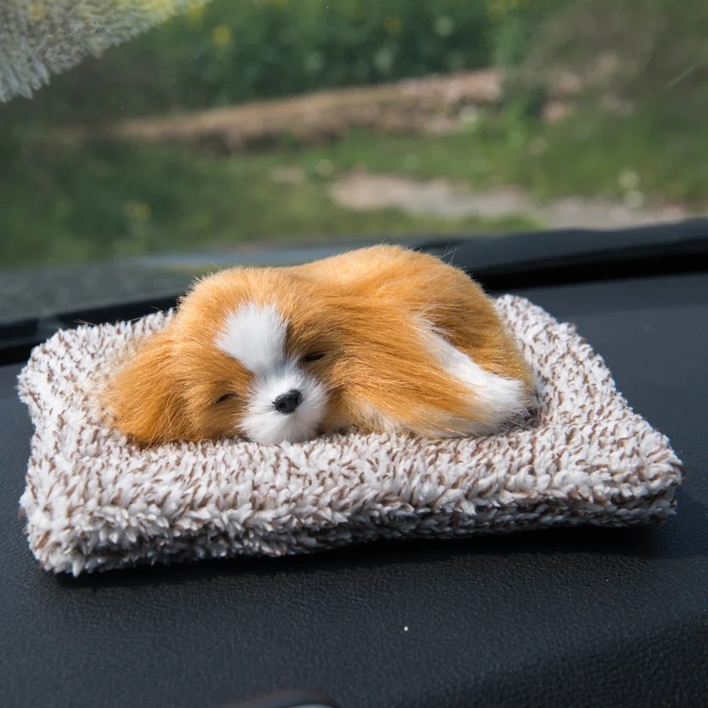 

Car Ornament Auto Air Freshener styling Plush Activated Carbon Simulation Cute Dog Decoration Sleeping dog Dashboard Decor Toys