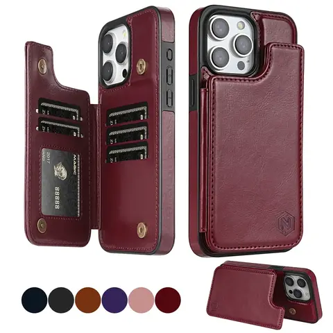 Carteira capa de bloqueio rfid proteger capa de couro flip magnético para iphone air 17 pro max 16e 16 15 plus 14 13 12 11 xr capa