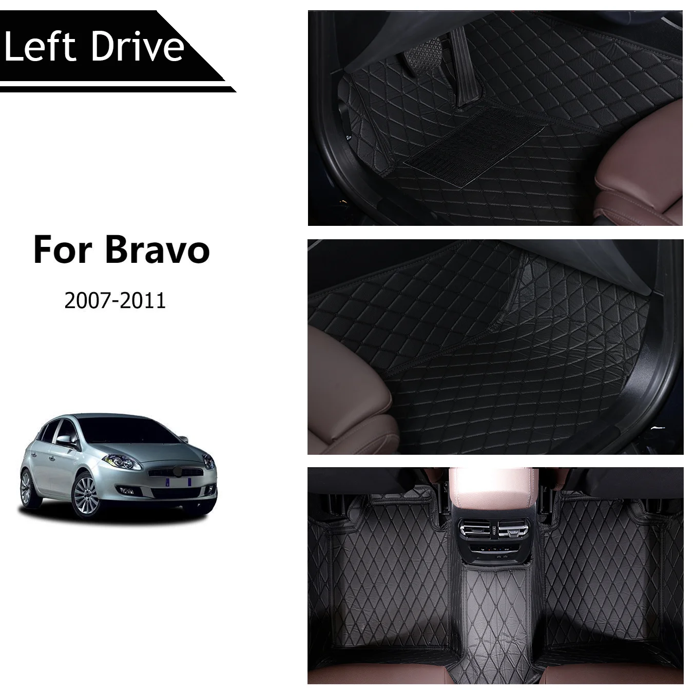 [LHD] For Fiat For Bravo 2007-2011 Three Layer PU Leather Stereo Full Cover Anti-Slip Car Mat