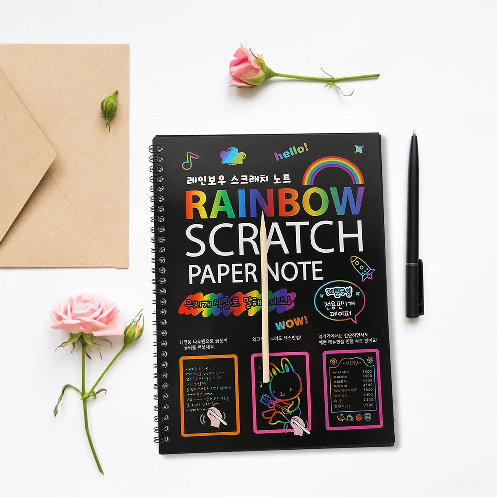 3 Sets Scratch Books Kids Graffiti Paper Crafts Notebooks Scratching Painting Children DIY Black Art Toys Lightweight Portable