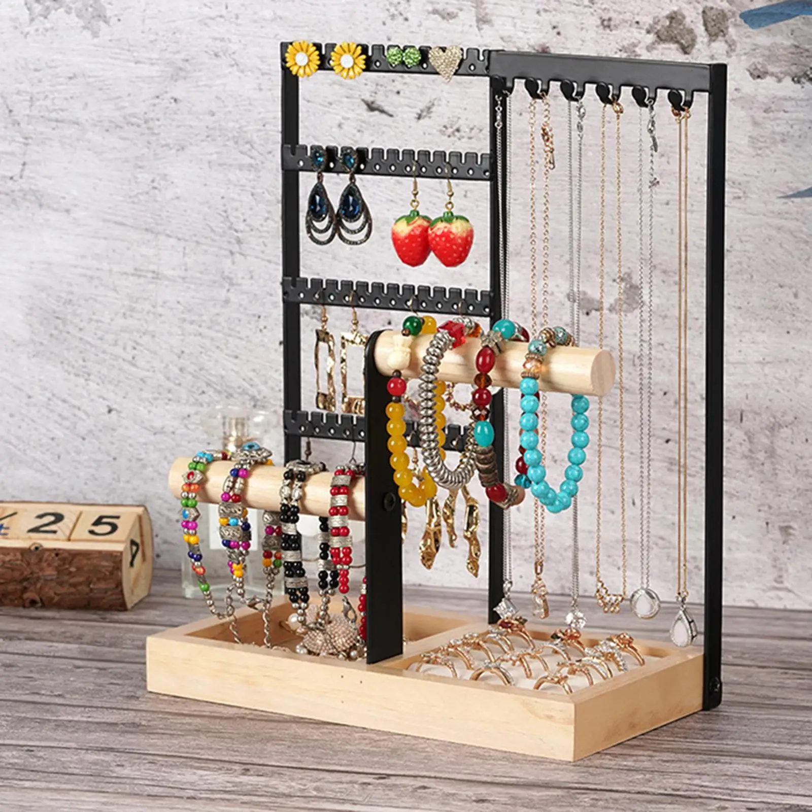 Holzbasis Schmuck Organizer Stnder Halter Ohrring Halter Halskette Rack  Halter Halskette Halter fr Juweliergeschft Fotografie - AliExpress 36