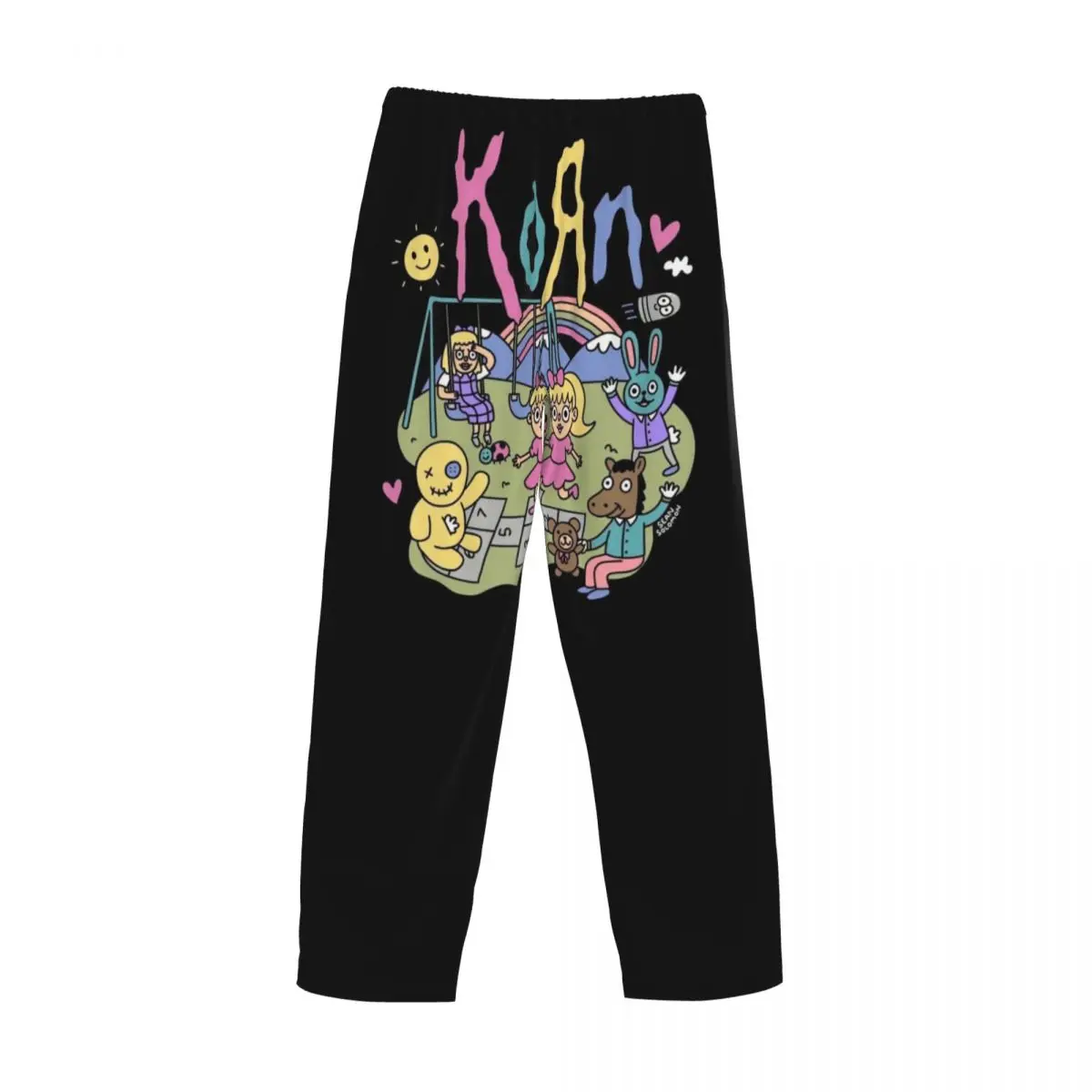 커스텀 헤비 메탈 음악 코른스 해골 파자마 바지 남성용 슬립웨어 라운지 슬립 바텀스 포켓 포함 신축성