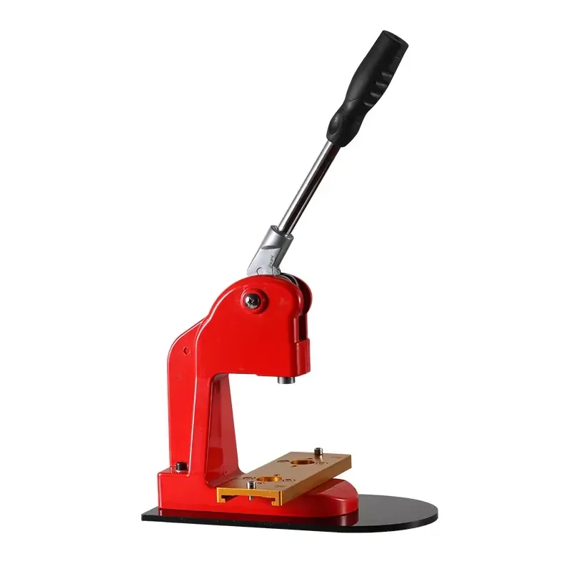 Semi-metallic Red Badge Making Machine, Aluminum Alloy DIY Manual Button Badge Making Tool with 58 Mold