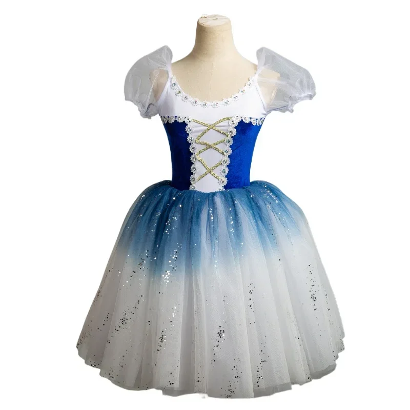 Leotards longos para meninas, traje de balé profissional, saia tutu para competição, vestido longo Giselle, infantil e adulto