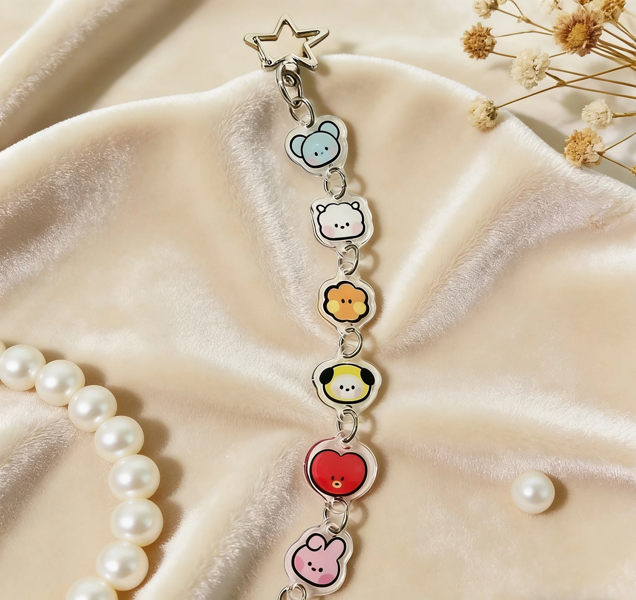 

BT21 Anime Acrylic KPOP Cookie Boy RJ Shooky Man Chimmy Tata Keychain Cartoon Cute Creative Accessory Car Keychain FriendFanGift