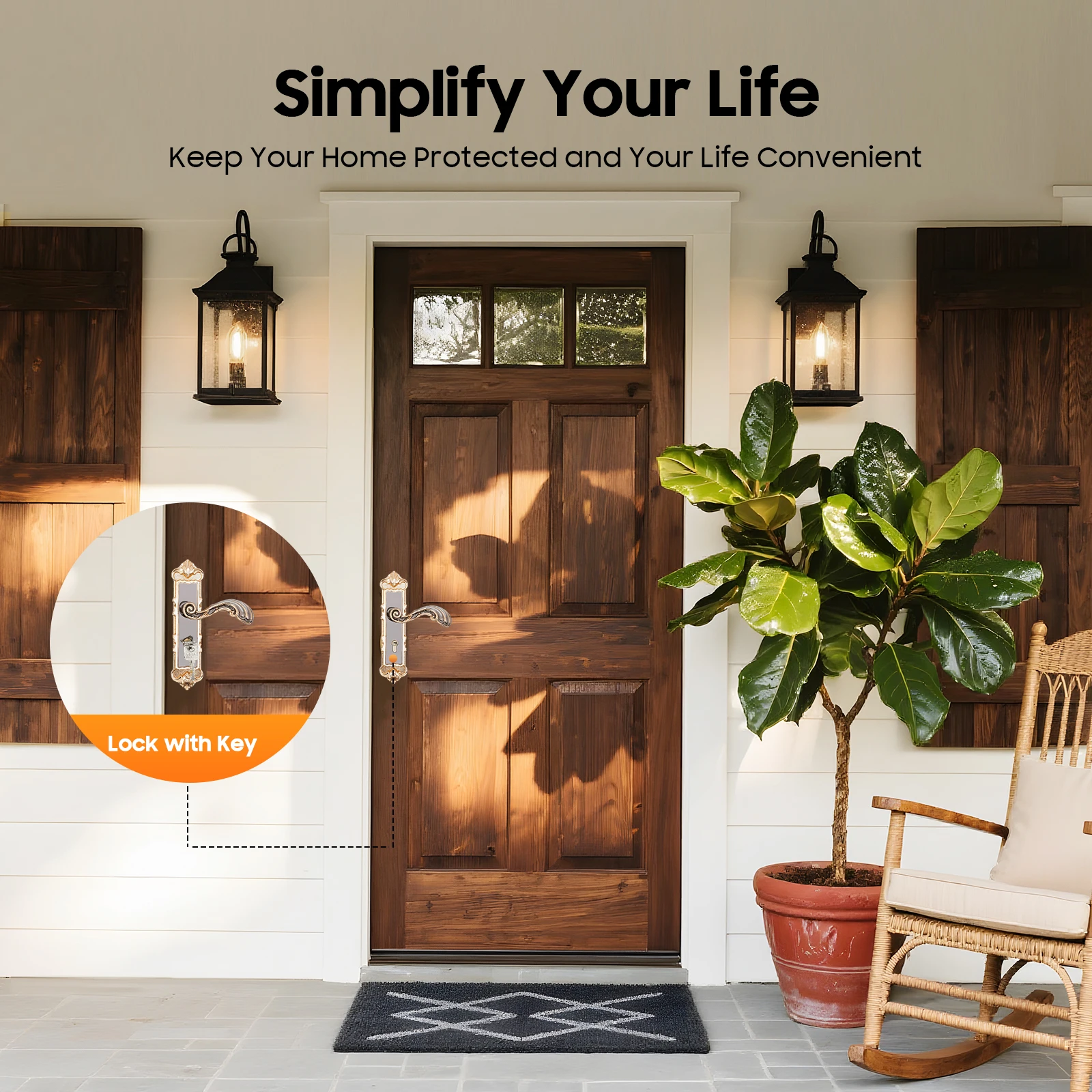 قفل بمقبض هادئ من التيتانيوم باللون الأسود والذهبي مع محمل صامت - مقبض صلب مريح و3 مفاتيح نحاسية نقية، فتح سريع بالمفتاح