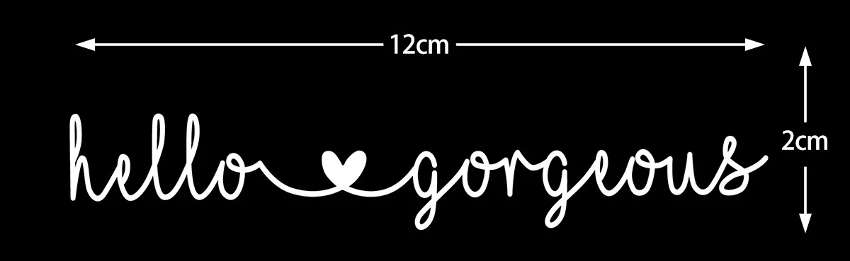 2PCS/SET Black Handwritten "hello gorgeous" & Heart Pattern Sticker for Bike Car Laptop Decor Vinyl Decals