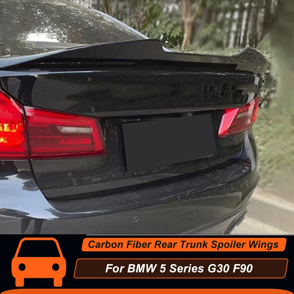 

For BMW G30 F90 M5 M5+ 2017-2023 PSM Style Carbon Fiber Material Rear Trunk Ducktail Lip Spoiler Wings Tuning Accessories Parts