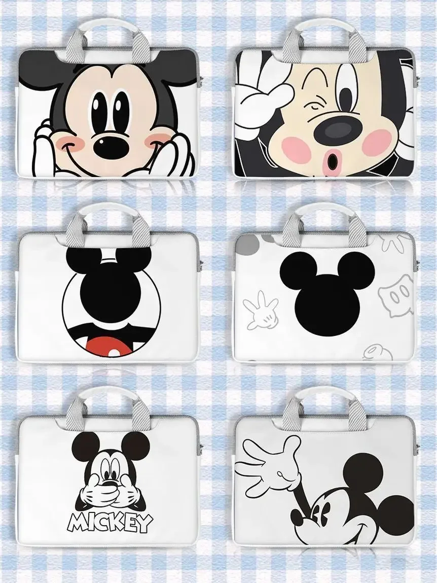 MINISO Disney dibujos animados Anime Mickey bolsa de ordenador estudiante almacenamiento multifuncional adecuado para maletín de 14 15,6 17 pulgadas