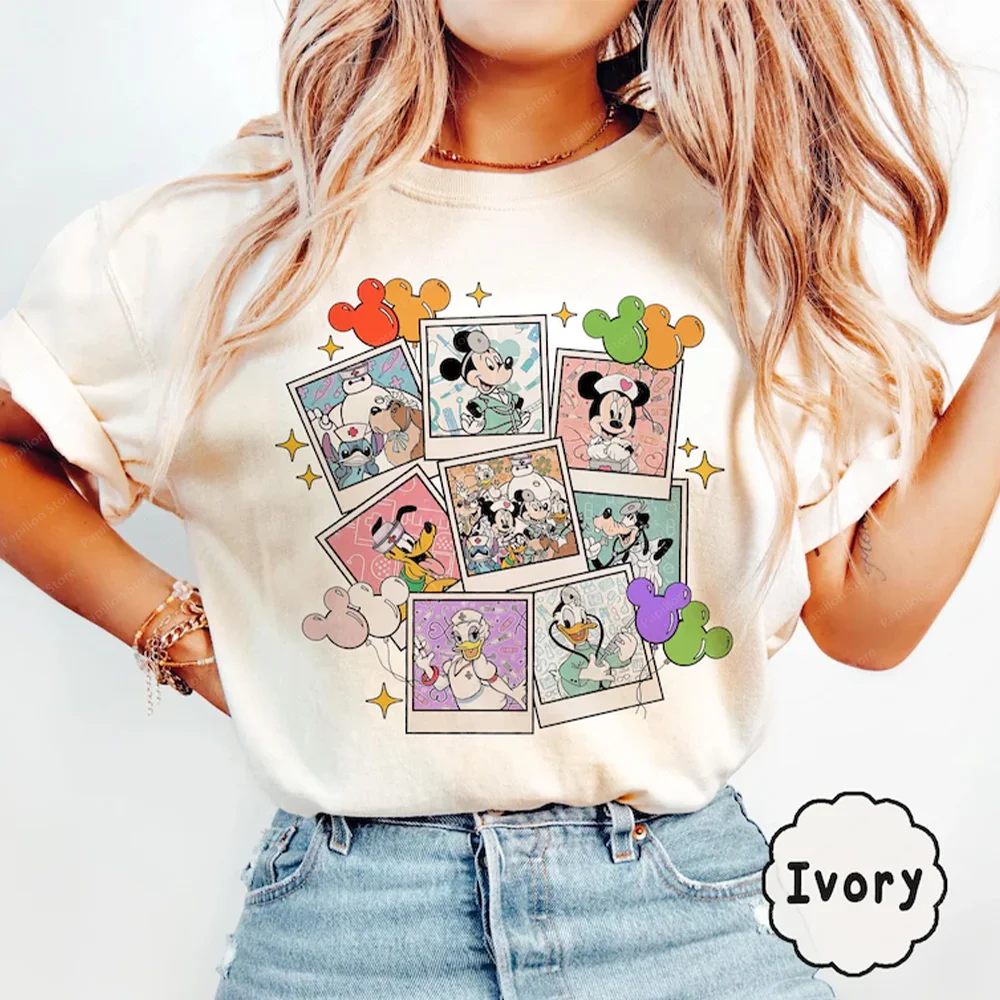 

2025 Disney Nurse Gift Comfort Trip Wish Wonder Girls Tee Top T Shirt Disneyland Y2k Adults Clothes Cotton Nursing School Gifts