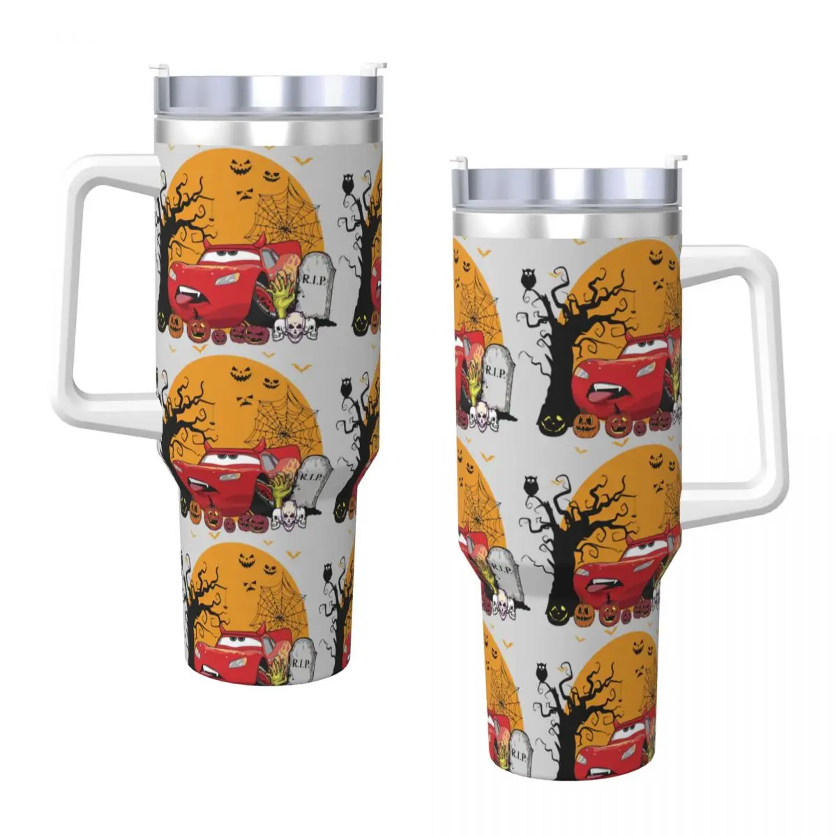 

Halloween Cars Spooky Lightning Mcqueen Tumbler Cold Drink Water Bottle Heat Stainless Steel Thermal Mug Design Beach Car Mugs