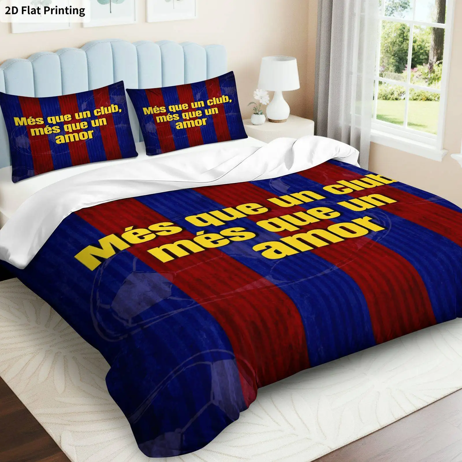 Customize 3pcs Duvet Cover Set, 1 Duvet+2 Pillowcases( Without Filler), Soccer Team Passion Inspirational Pride Courage Theme, F