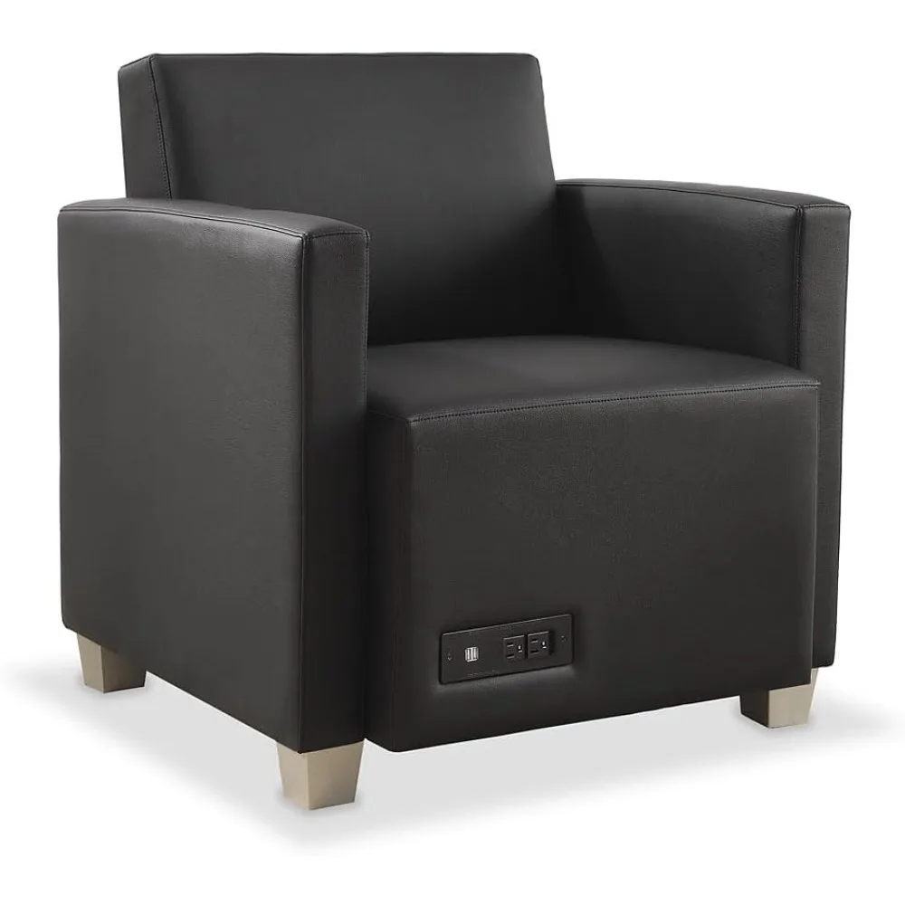

Ergonomic NBF Compass Office Lounge Chair with Armrests - Black Polyurethane Upholstered Reception Chairs in Silver