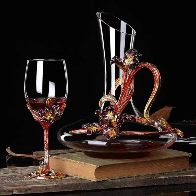 

European Enamel Colored Red Wine Cup Household Set Wine Cup Divider Bordeaux High Cups