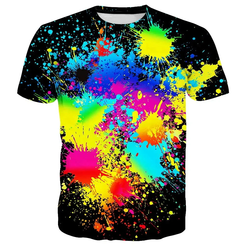 Fashion Colorful Tie Dye Graffiti 3D Print Boy Girl T-shirt Summer Streetwear Harajuku Tees Tops Unisex Kids Clothing