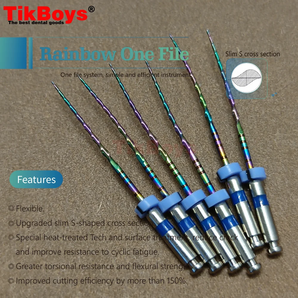 6pcs/Pack Dental Rotary Super File Rainbow One Files Thermal Activation Accessories Endodontic Root Canal Endo Cleaning Dentist