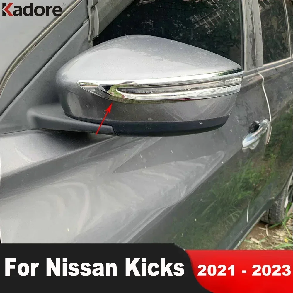 

For Nissan Kicks 2021 2022 2023 Chrome Car Rearview Mirror Cover Trim Side Mirror Molding Garnish Strip Exterior Accessories