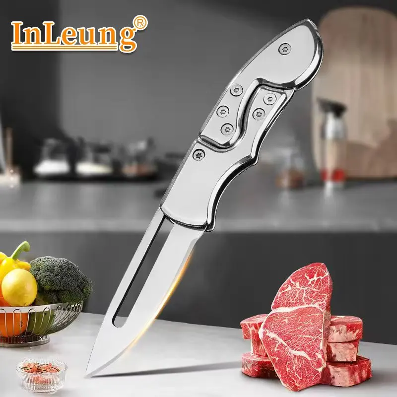 Folding Knives Barbecue Slicing Meat Fruit Fish Knife Kitchen Knives Stainless Steel Handle Chef's Cooking Slicing Utility Knife