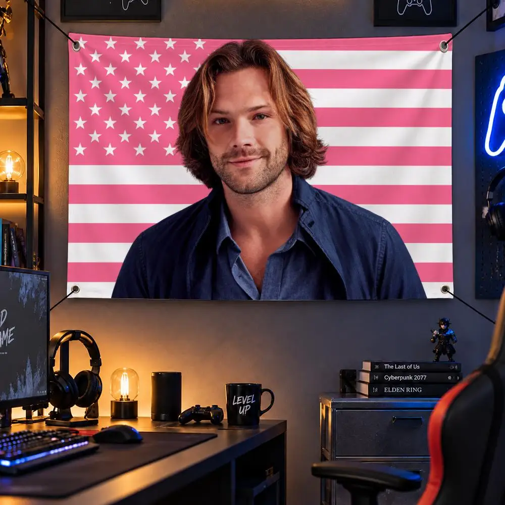 Actor J-Jared Padalecki Flags Personalized Flag Room Dorm Camping Picnic Garage Bar Indoor Outdoor Wall Decor