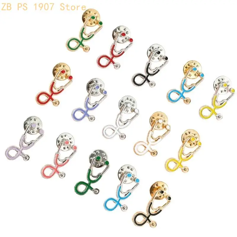 15pcs Colorful Brooches Doctor Nurse Stethoscope Enamel Pins Jackets Bag Jewelry Button Badge Backpack Clothes Lapel Pin 55KA