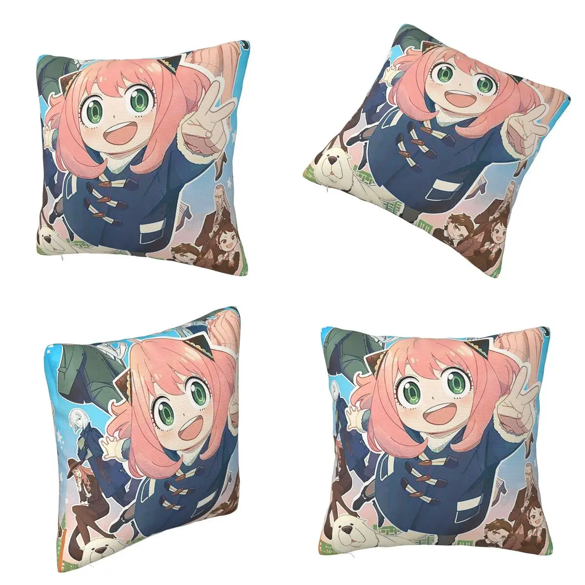 Funda de almohada cuadrada Kawaii Manga Spy X Family, funda de cojín cómoda, funda de almohada para el hogar, dormitorio y coche