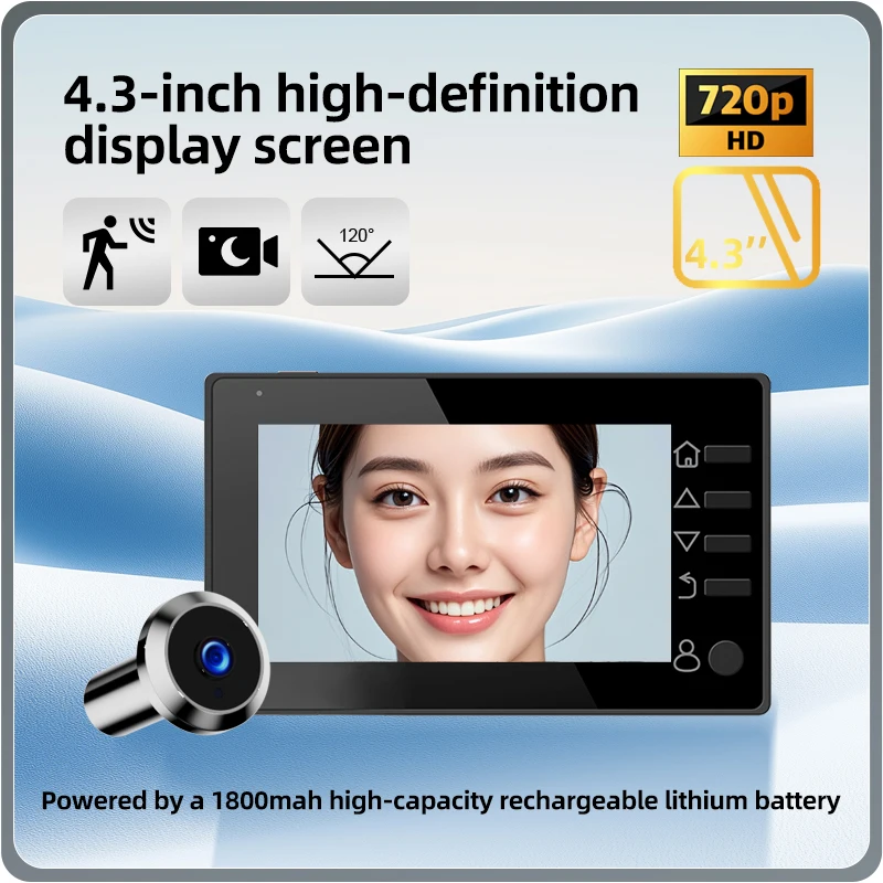 

DANMINI 720P 4.3 Inch Doorbell Peephole Viewer Digital Door Camera 120° LCD Pixels Cat Eye Door Bell Monitor