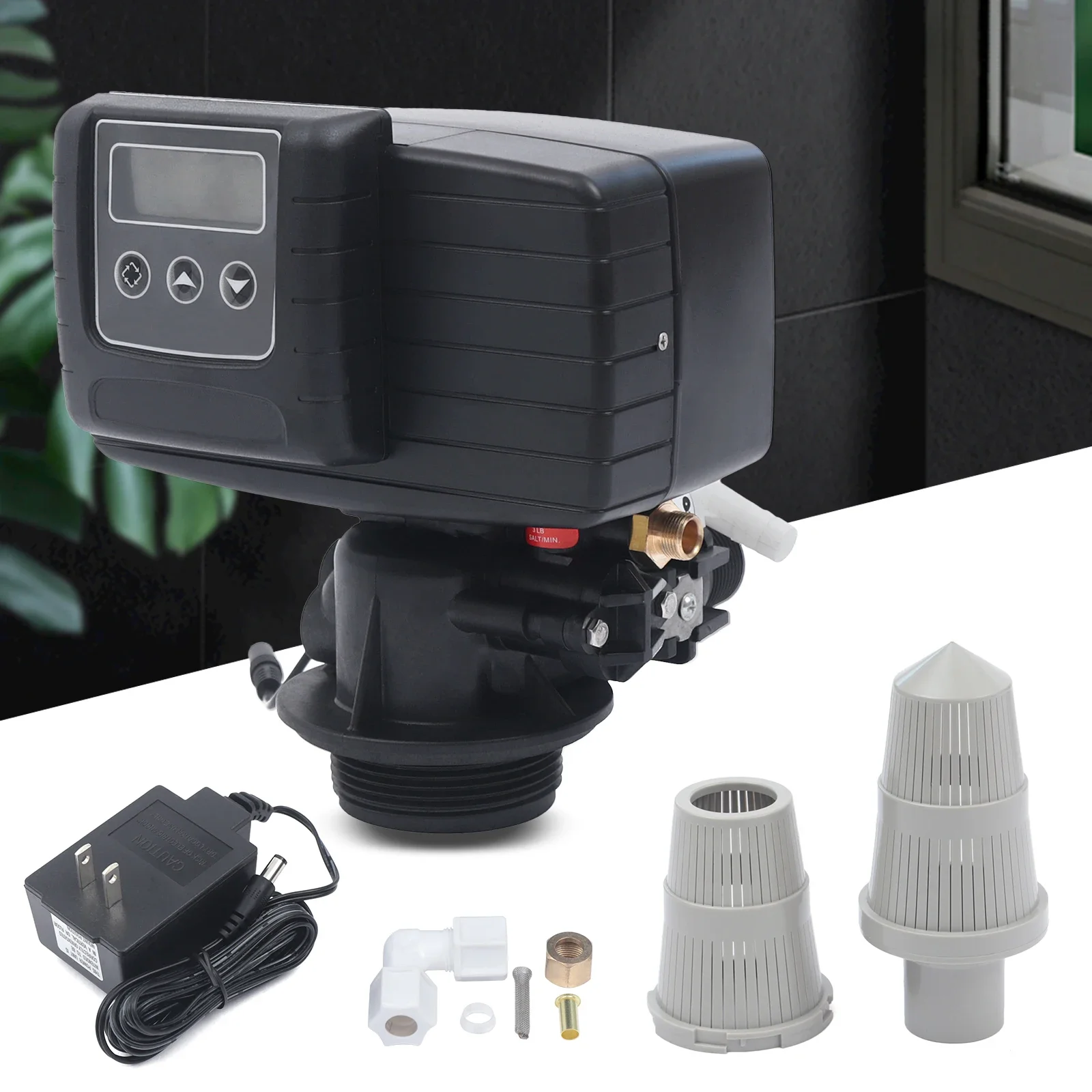 110V Water Softener Valve Automatic Digital Metered Control Head Time Clock Control Valve with Display and Water Distributor