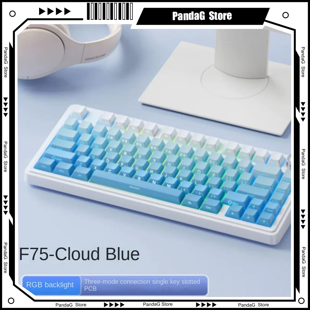 

AULA F75 75% Layout Custom Wireless Tri-mode Bluetooth Mechanical Keyboard Gasket Full Key Hot-swappable Gaming Ergonomic 80Keys