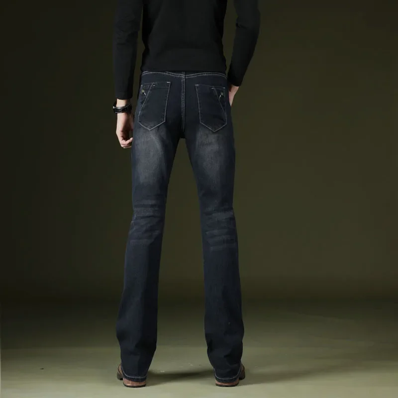 Men's Dark Washed Slim Fit Micro Flare Jeans Stretch Denim Pants for Men Fashion Casual Trousers Vintage 60s 70s Disco Cosplay