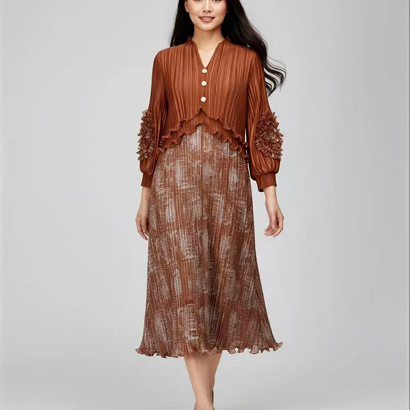 

Miyake Pleated 2026 Spring and Summer New Senior Long Dress Young Fashion Casual Temperament Gentle Comfortable Dresses Pleat