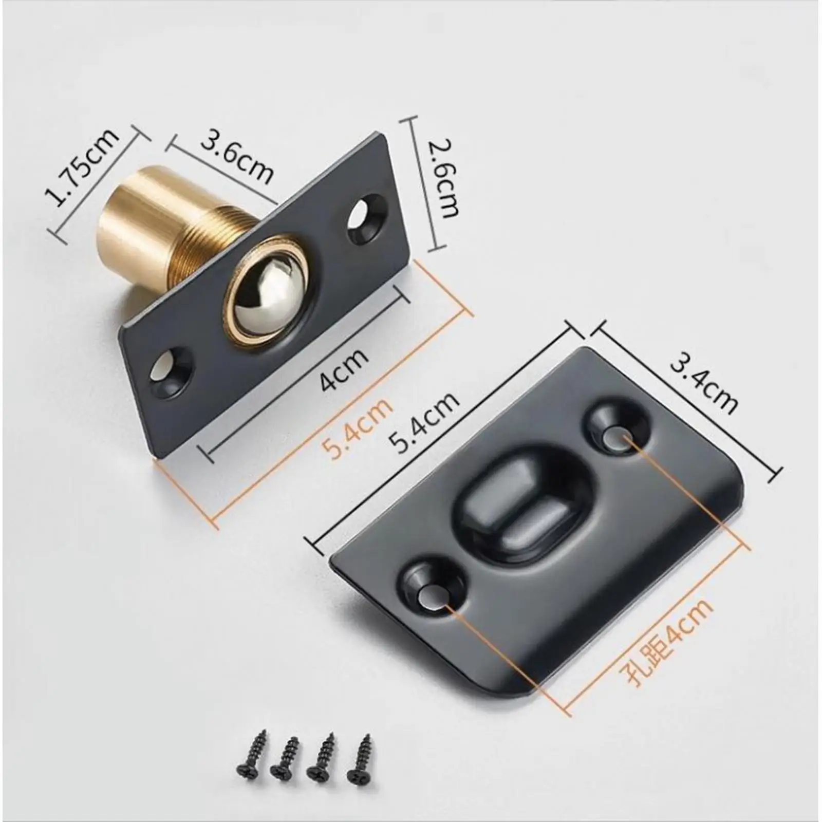 Pestillos de bola de bloqueo de cuentas seguras para gabinete interno de habitación, armario, baño, herrajes de puerta de captura de bolas versátiles negros