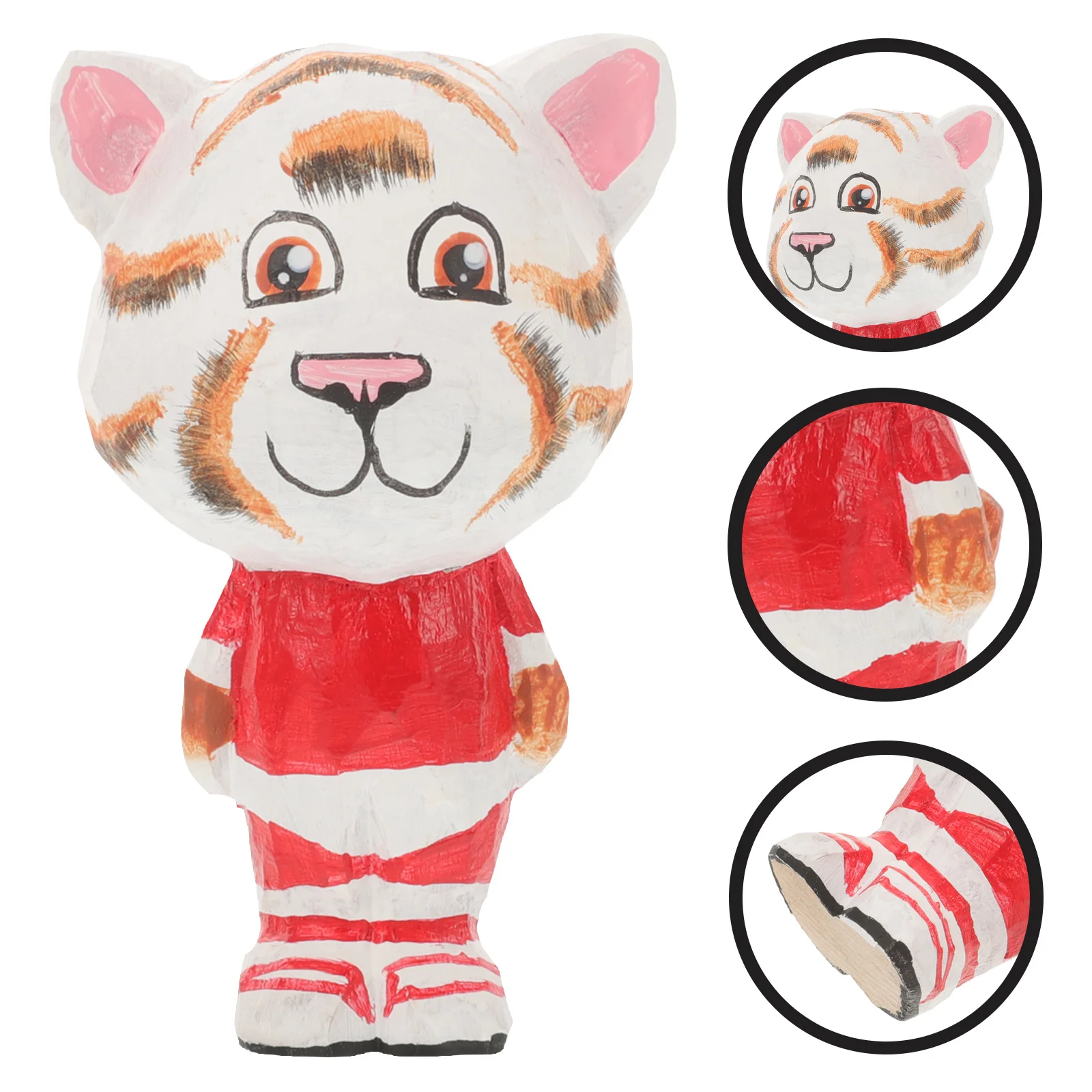 

Wooden Zodiac Tiger Ornaments Decor Statue Shelf Decoration Figure Delicate Desktop Statues Mini