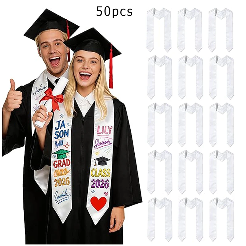 50pcs diy paint 72 Inch Graduation Stole Sublimation Plain Honor Stole Blank Unisex Adult