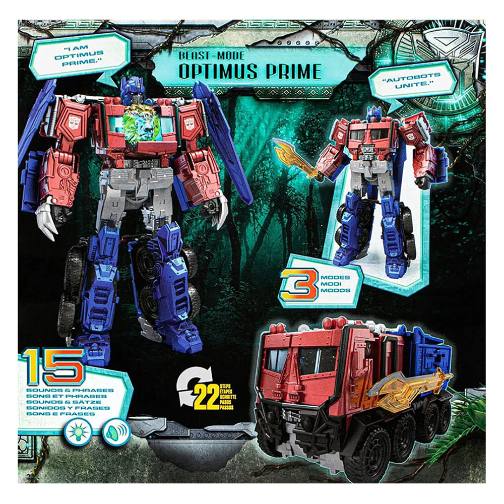 [재고 있음] Hasbro Transformers Beast Mode Optimus Prime Robot Juguete 조명 및 사운드 기능 장착 액션 피규어 장난감