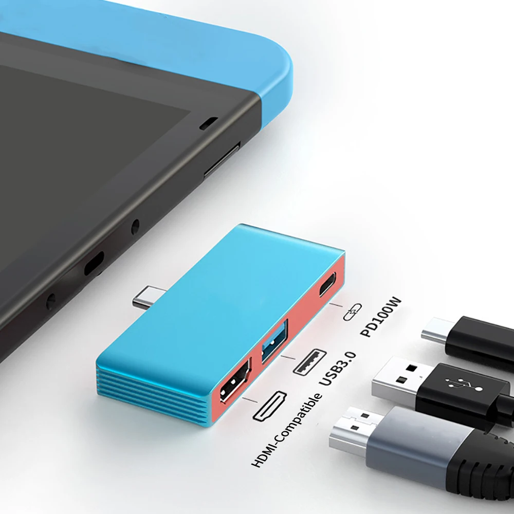 1Pcs 3 In 1 Multi-function Docking Station For Switch Type-C Video 4K Portable Dock For Switch 3in1 TV HD Converter Dock
