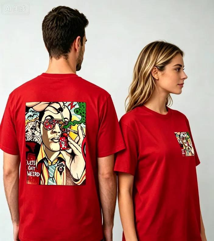 2026 new Men's and Women's Universal Retro Comic Art Graffiti Pattern Casual Short-Sleeved V-Neck Retro Street Style T-Shirt