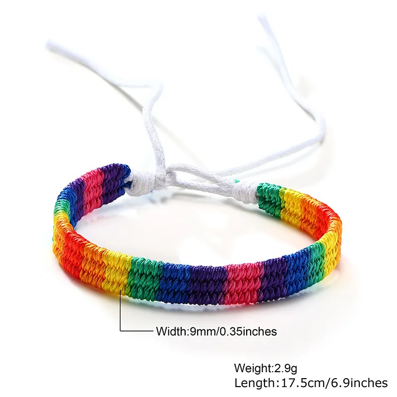 Bracelets arc-en-ciel tressés LGBT Pride Gay Lesbian, taille réglable