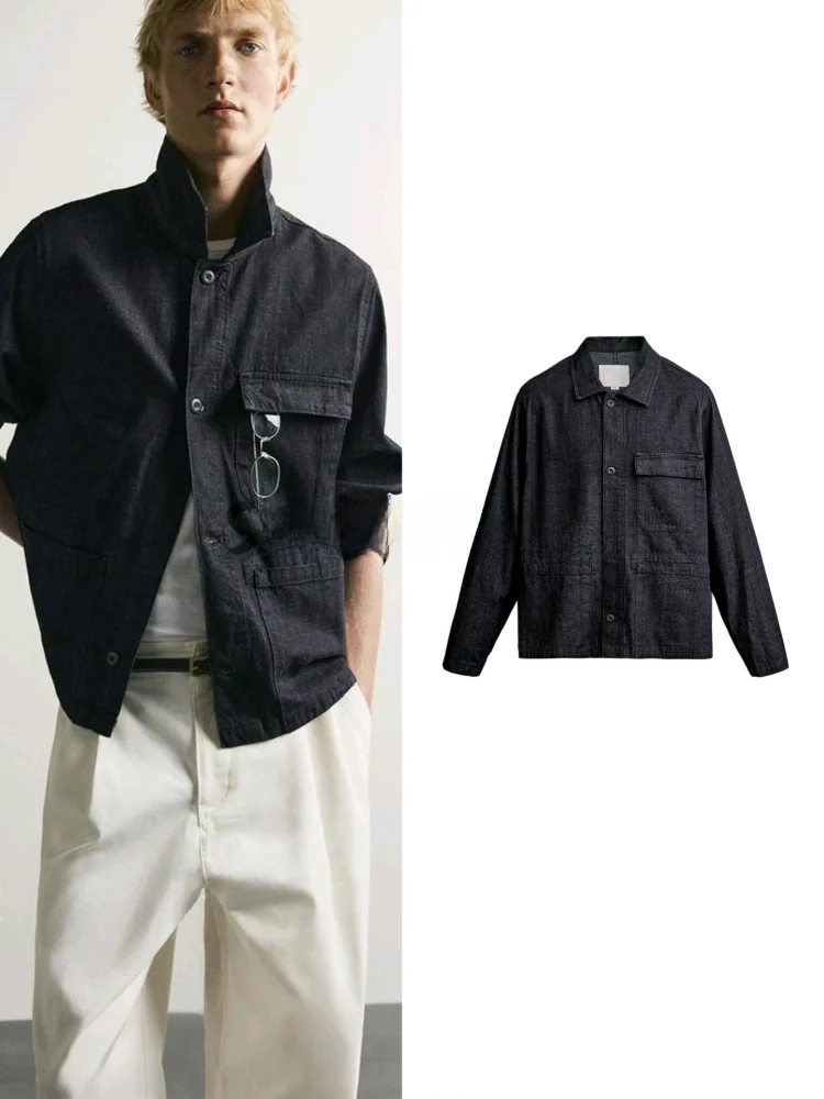 Retro Style Loose Fit Long Sleeve Button up Denim Shirt Jacket New Autumn Men's Fashion Polyester Fiber 100% Regular Length